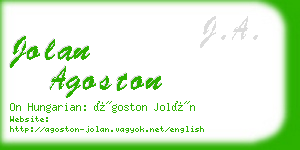 jolan agoston business card